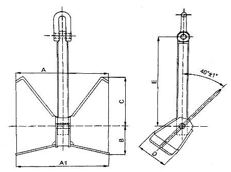 Type Tw Boat Anchor Galvanized Surface Pool Marine Anchor