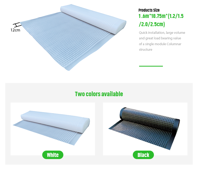 Strong Compression Resistance Drainage Cell Plastic Drainage Systems 2.0mm Cup Height