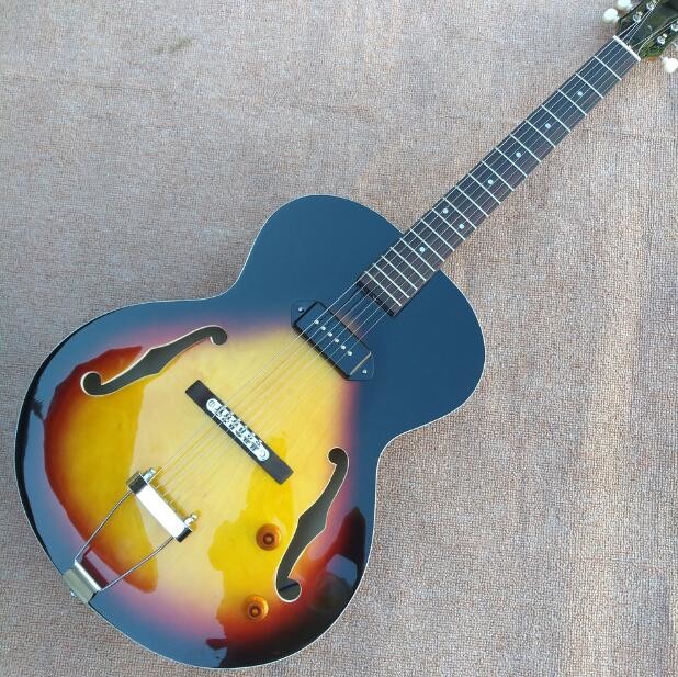 New style high quality custom L-5 Jazz electric guitar, one piece of P90 pickup hollow body jazz electric guitar, free s