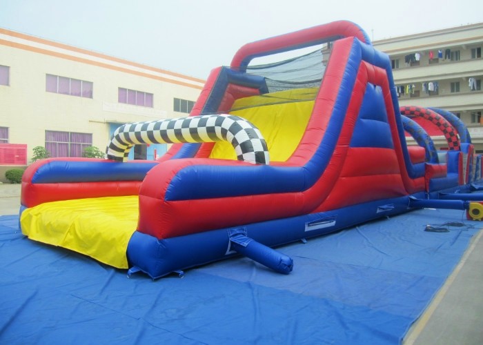 OEM/ODM Long Track Inflatable Commercial Obstacle Course Bouncy Castle Slides