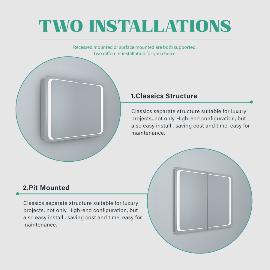Wall - Mounted Bathroom Cabinet With Led Mirror With Touch Switch For Hotel