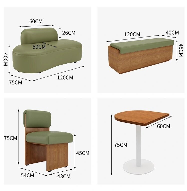 High End Besopke Leisure Sofa Coffee Table Free Combination Set Green Beige Color
