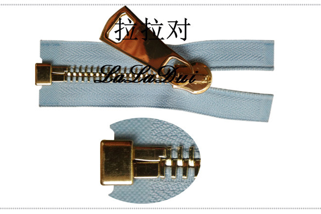 Butterfly Shape Pulls Large Metal Zippers , Golden Metal Large Industrial Zippers