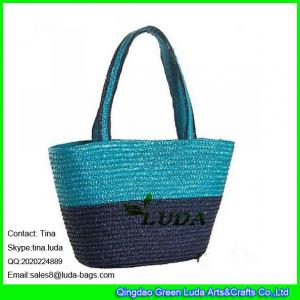 China LUDA wholesale striped summer lady hand bag wheat straw basket bag on sale