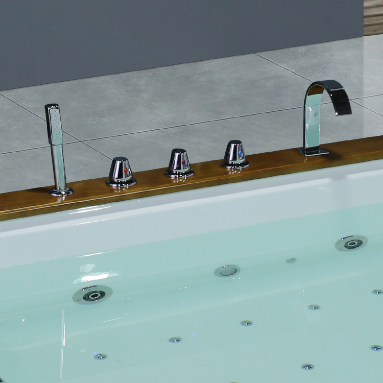 White Whirlpool 2 Person Corner Bathtub Bathroom Design With Spa Jets 1.8m