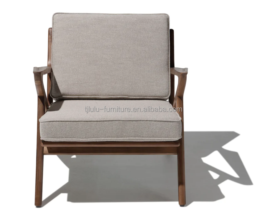 Living Room Chair Modern Fabric Wooden Sofa Chair Leisure Lounge Solid Wood Chair W59*D59*H57CM
