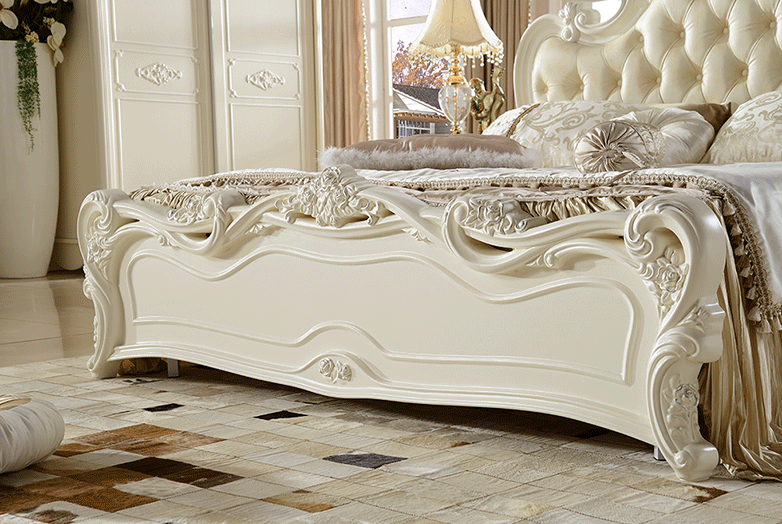 2017 newest Classic French style wooden soft leather bed