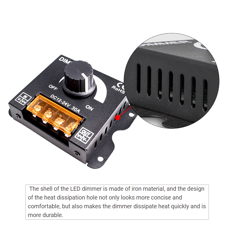Brightness Stepless LED Controller Dimmer 30A For LED Monochrome Strip Light