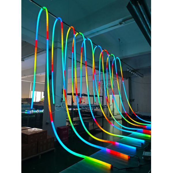 24V DMX Addressable RGB D25 Black Silicone 360-degree Neon Tube LED Club Lights