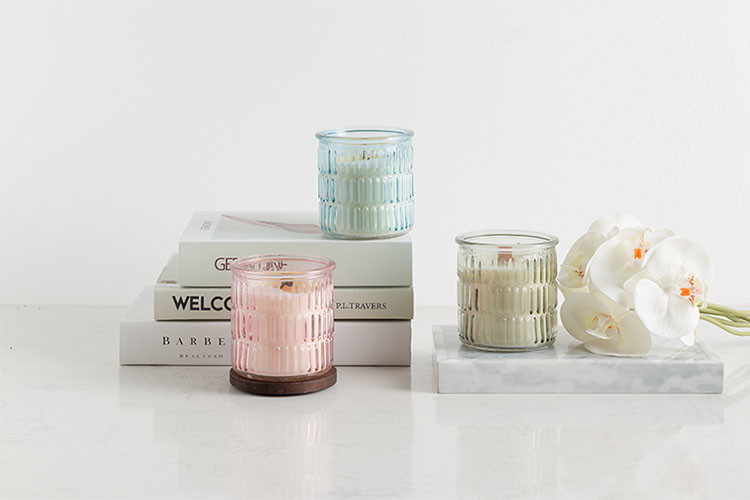 Decorative Empty Glass Containers Wedding Candle Holder Square Shape