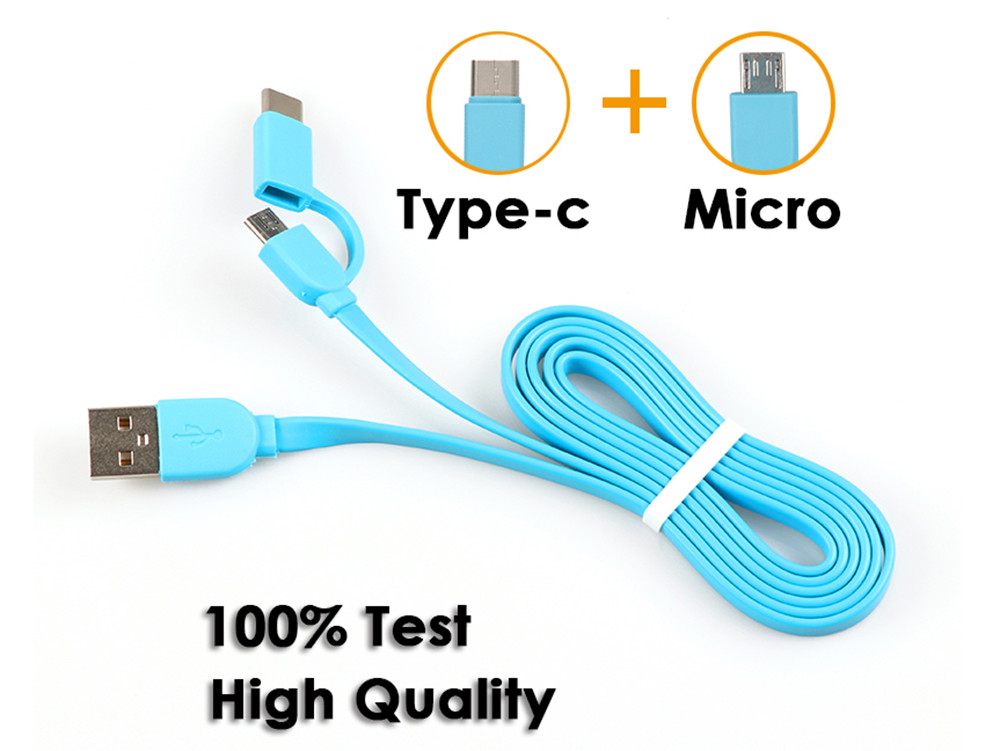 2 In 1 Micro Type C USB Extension Cable 2.1A For Smartphone Length 1M OEM ODM