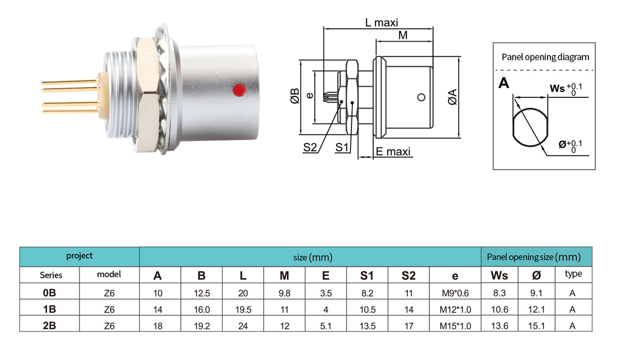 Push-pull Self-locking Connector Circular Industrial Control B Series Z6 Connector 6-pin Female To 6-pin Signal Sensor