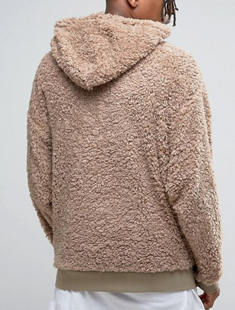 Oversize Xxxxl Plain Thick Heavyweight Sherpa Lined Hoodie Soft Touch Brown