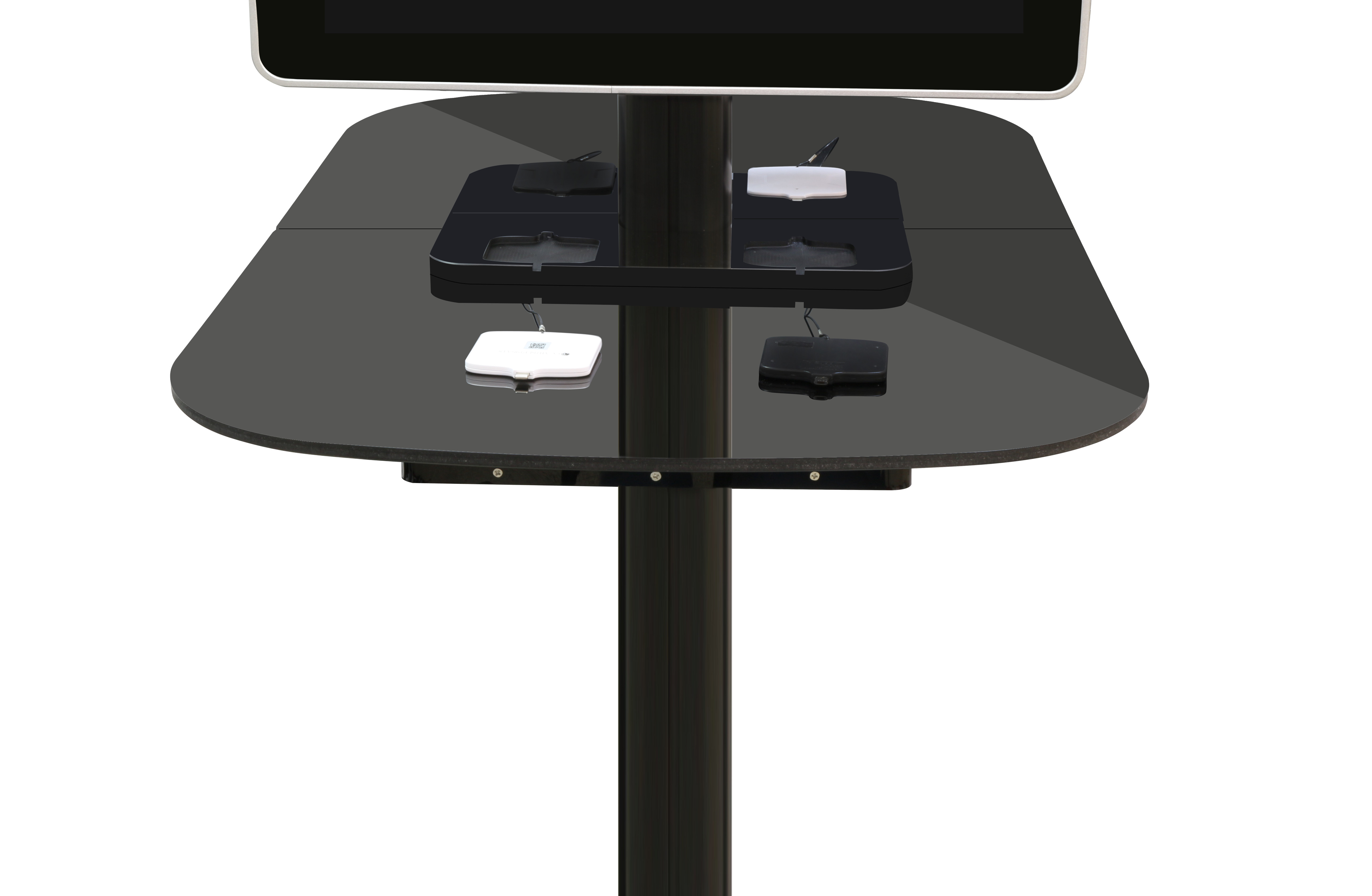 Black Commercial Phone Charging Station Double Sided Advertising Board Display