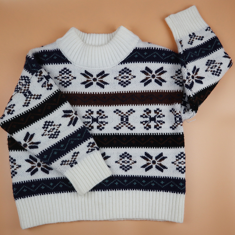 Custom jacquard knitted pattern design pullover Boy & Girl Baby Knit Sweater for Winter
