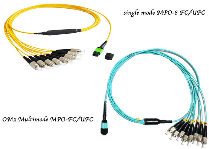 FTTA 3.0mm Fiber Optic MPO MTP To 8 FC UPC Patch Cord MPO SM MM Trunk Cable