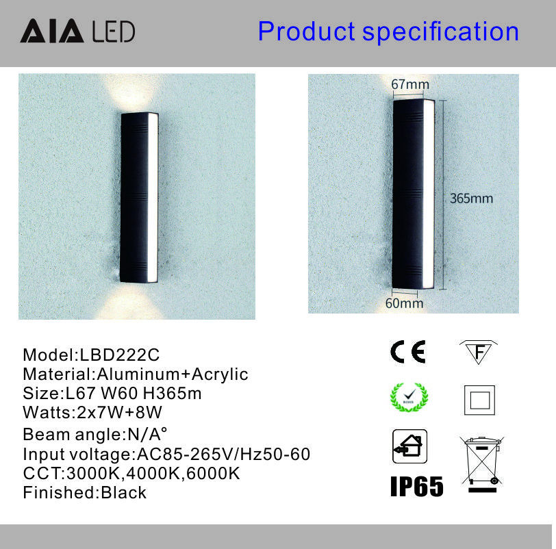 External wall lamps waterproof garden light staircase wall lamp surface three sides luminous wall light