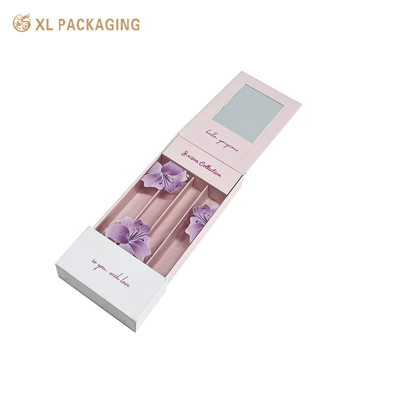 Colorful Lipstick Three Pack Drawer Paper Box Cosmetic Gift Box With Mirror Inside