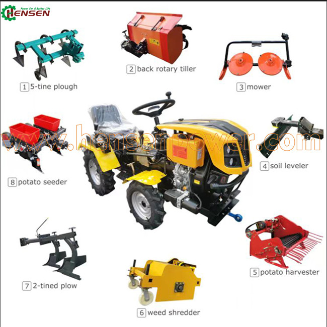 OEM Diesel Engine Mini Tractor 12HP Small Farm Tractors With Seat And Reaper