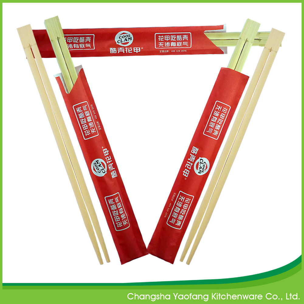 Custom Colorful Printing Logo Disposable Twins Bamboo Chopsticks
