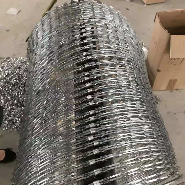 Electro Galvanized Razor Barbed Wire BTO 22 700MM Coil