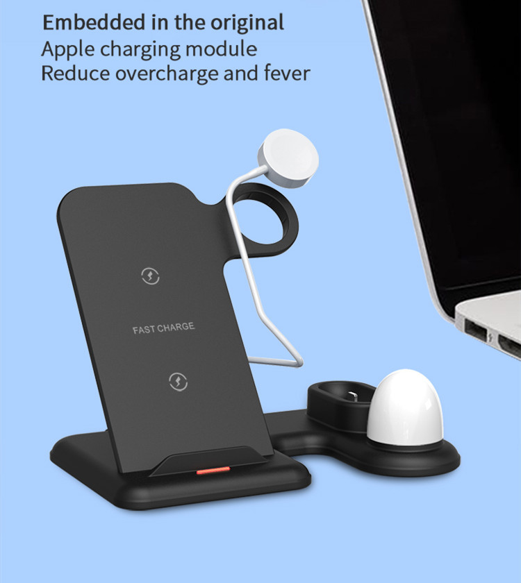 4 In 1 9V 5V 2A Qi Wireless Charge Dock With LED Night Light