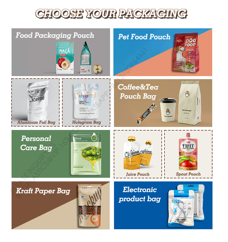 Recyclable Biodegradable Colorful Pacakge Aluminum Foil Stand Up Pouch With Zip Doypack