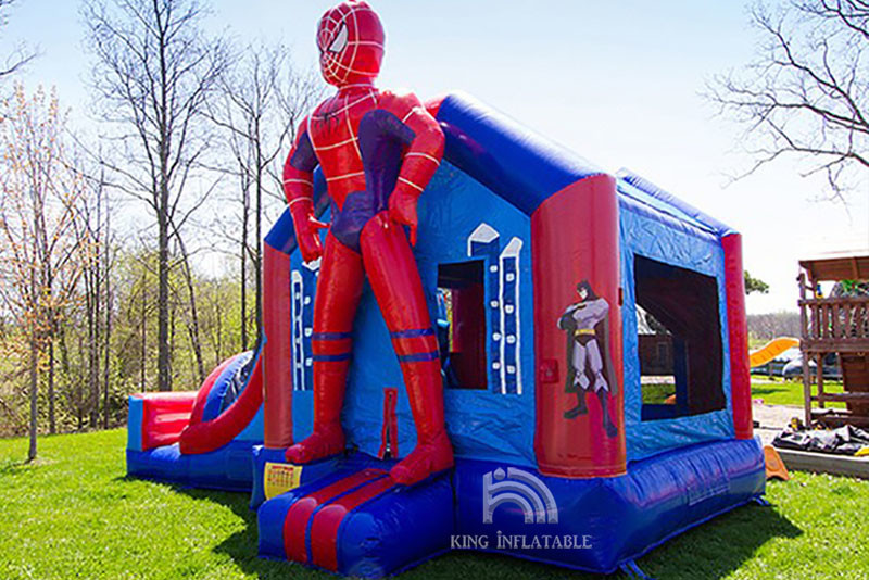 Spiderman Inflatable Bouncer House Outdoor / Indoor Bouncer Jumping Castle With Slide