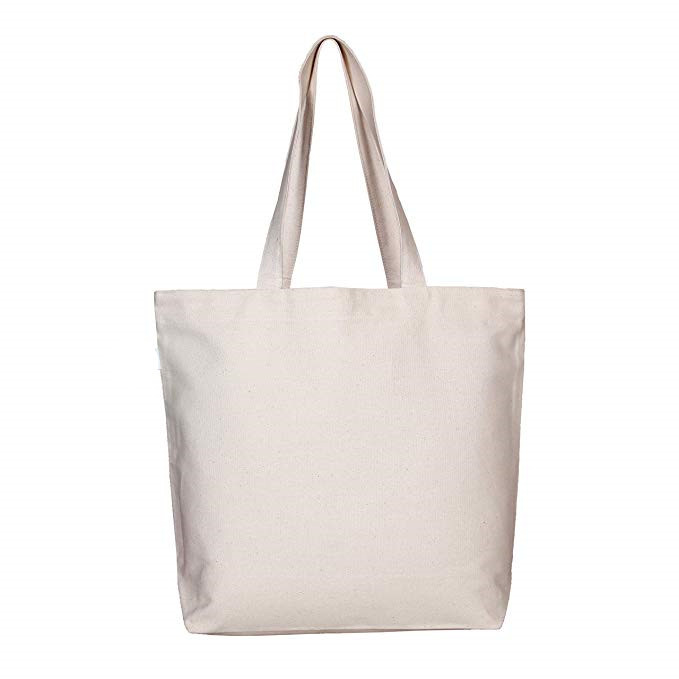 Large Natural Custom Printed Tote Bags Cotton Canvas Material Eco Friendly