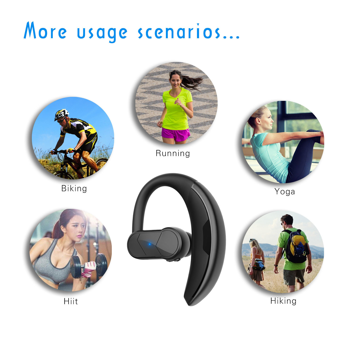 9hrs TWS Bluetooth Earbuds Ear Hook Hands Free Wireless Bluetooth 5.0 Headphones
