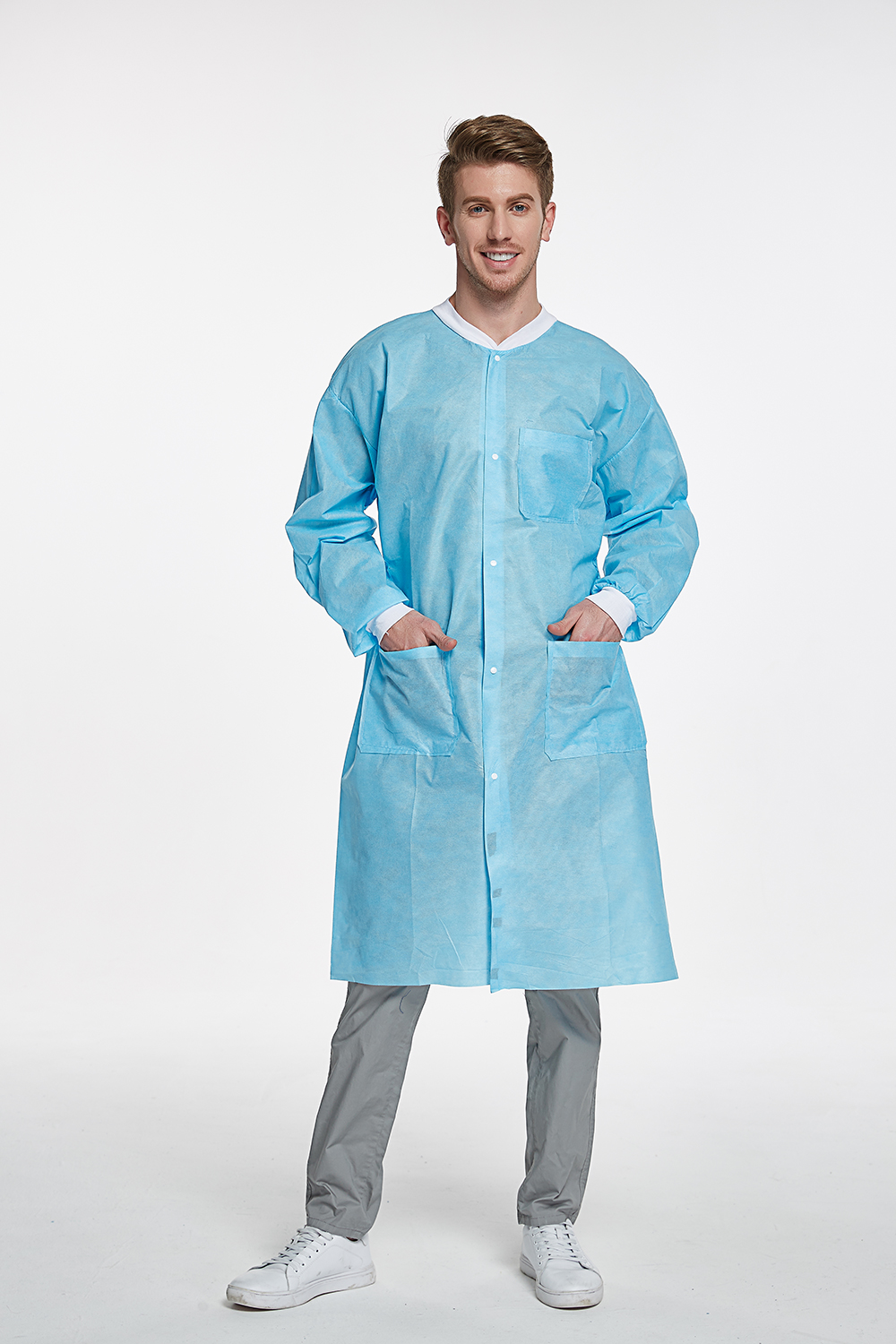 Anti-Static PP Disposable Lab Coats Polypropylene Non Woven Lab Gown