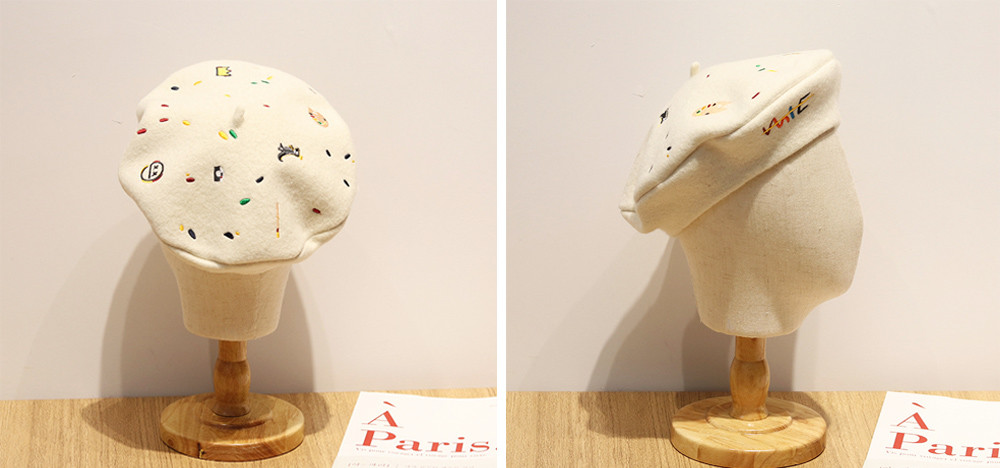 Multi Color Women Beret Cap Hat 3D Embroidery ECO Printing OEM