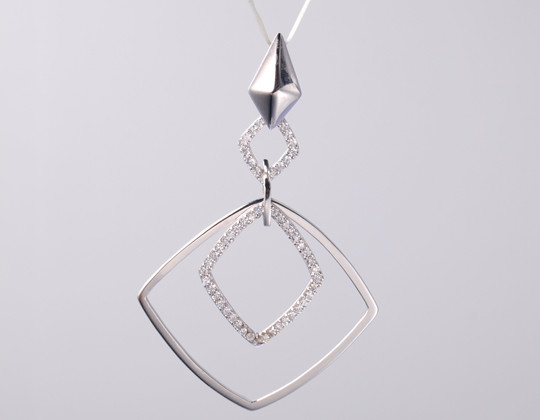 Teardrop Pear Drop Shape Geometric Collection Pendant with CZ Stones 925 Sterling Silver Jewelry Accessory Silver