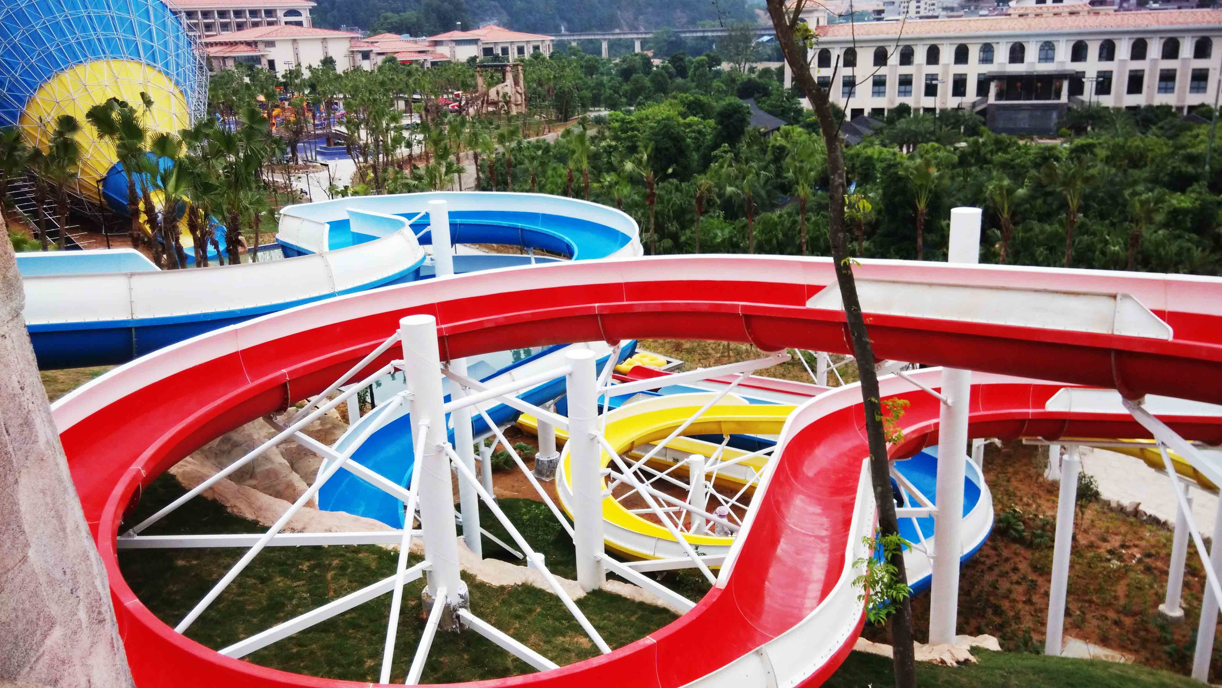Popular Dual Tracks Open Close Style FRP Body Custom Water Slides