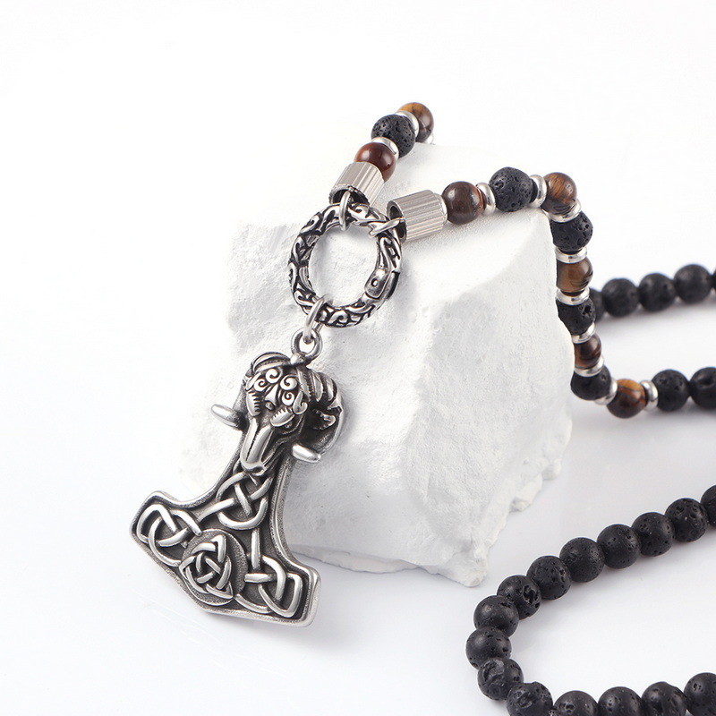 Halloween Punk Ram Casting Fashion Pendant Trendy Explosive Beaded Necklace Hanging Tag Boyfriend Style