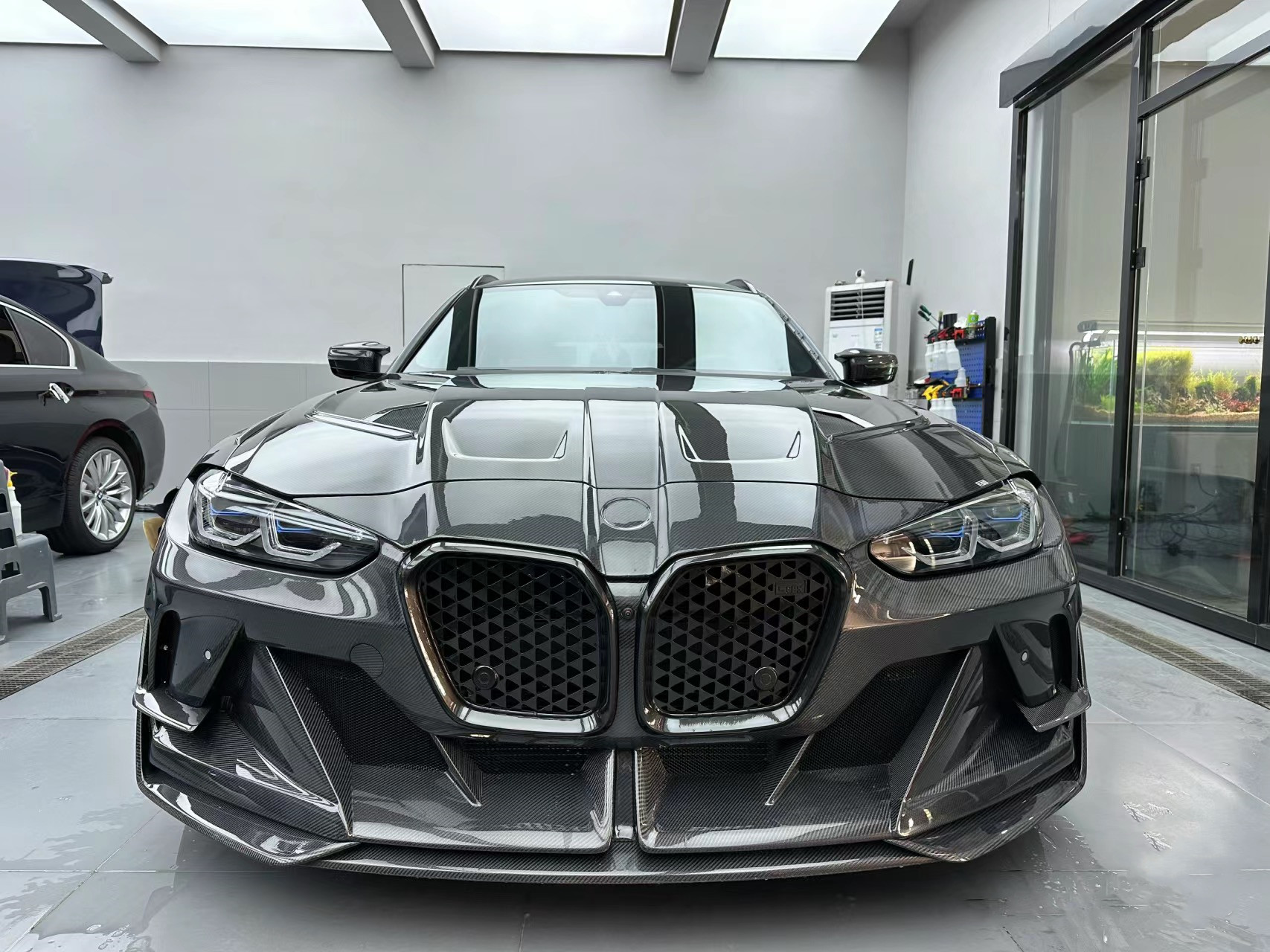 4 Coupe Bmw M3 Body Kit Blue Replace Front GEEX Style Front Bumper Fenders