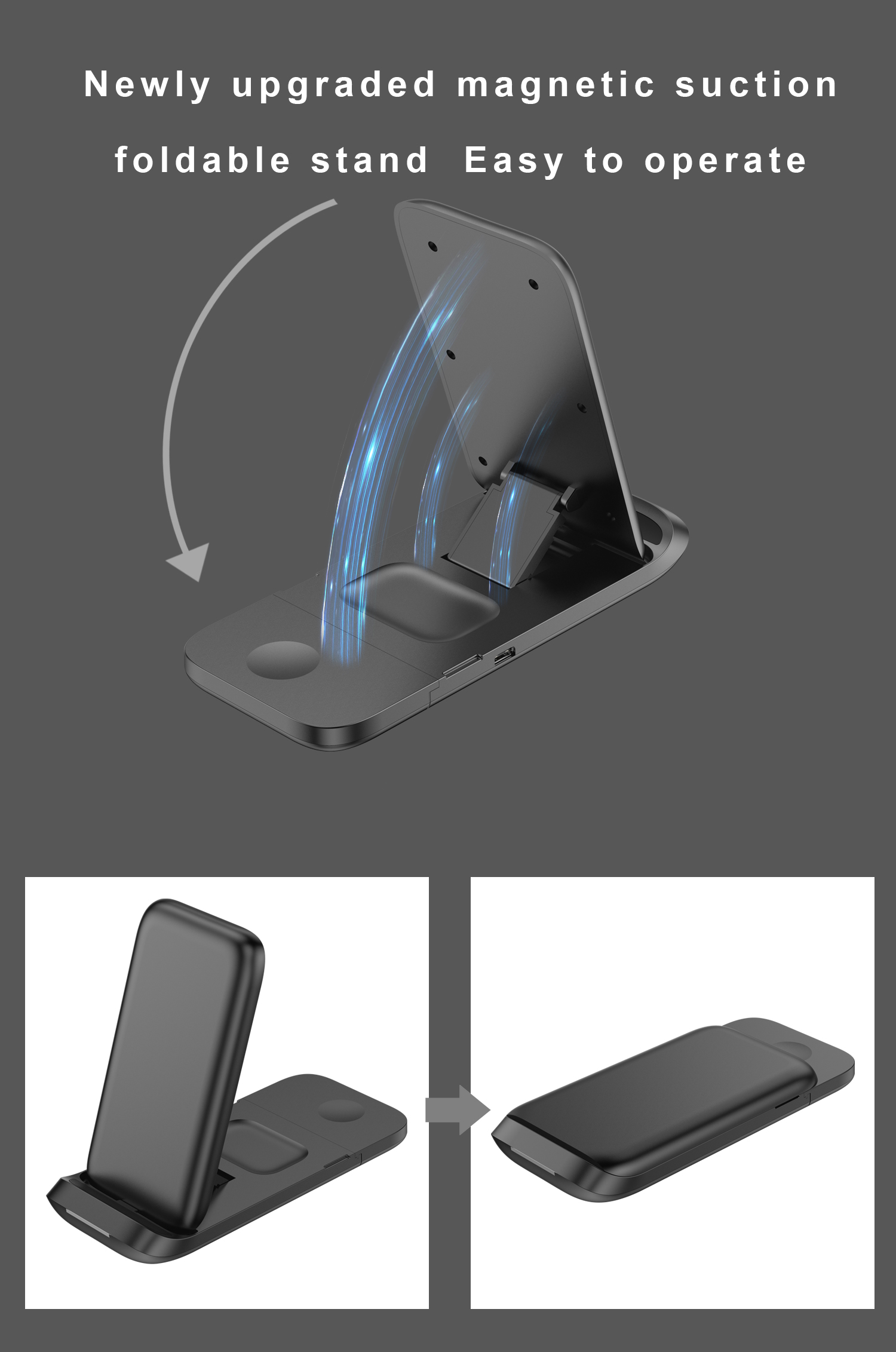 Overvoltage Protection Magnetic Qi 15W Wireless Charger for Watch Airpods and Phones