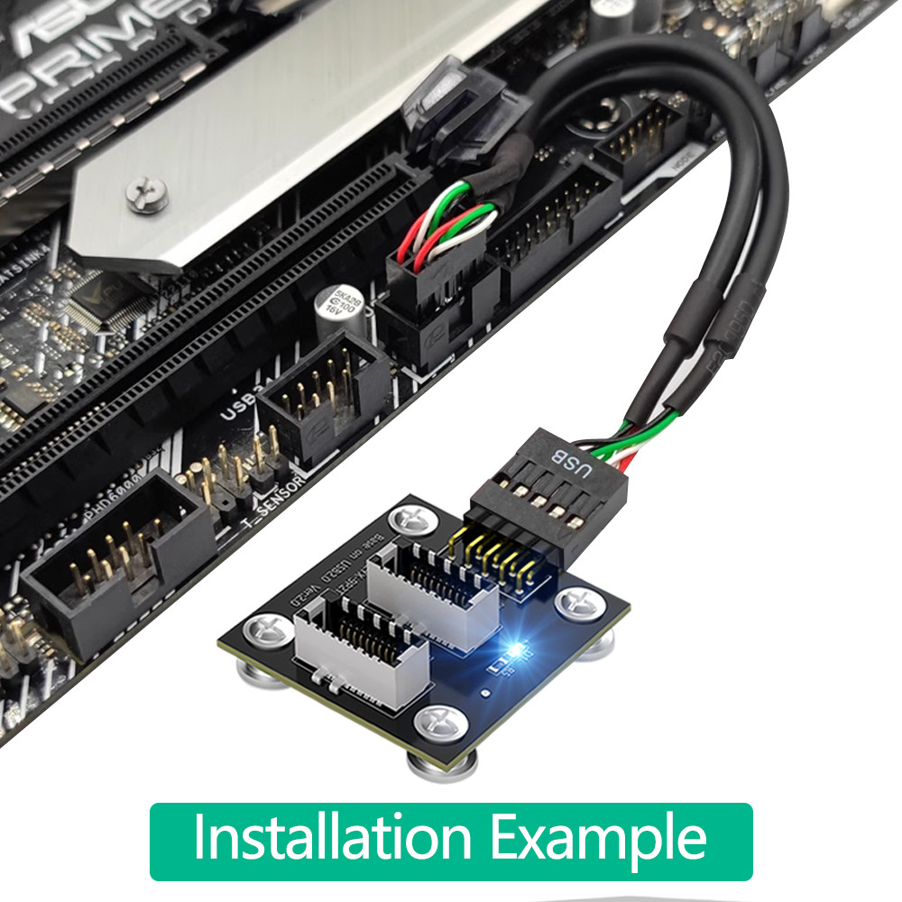 Dual USB 3.1 Front Panel Socket Key-A Type-E To USB 2.0 9Pin Mainboard Header Adapter