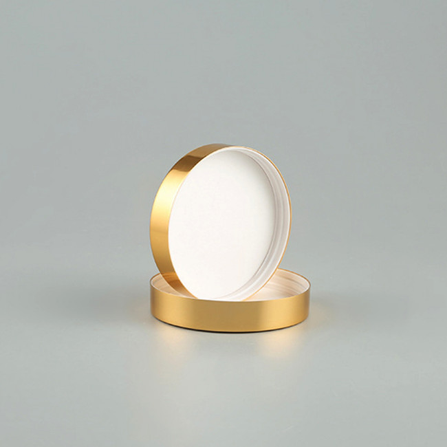 89mm Shiny Gold Aluminium Cap With PE Liner For Food And Persona Care
