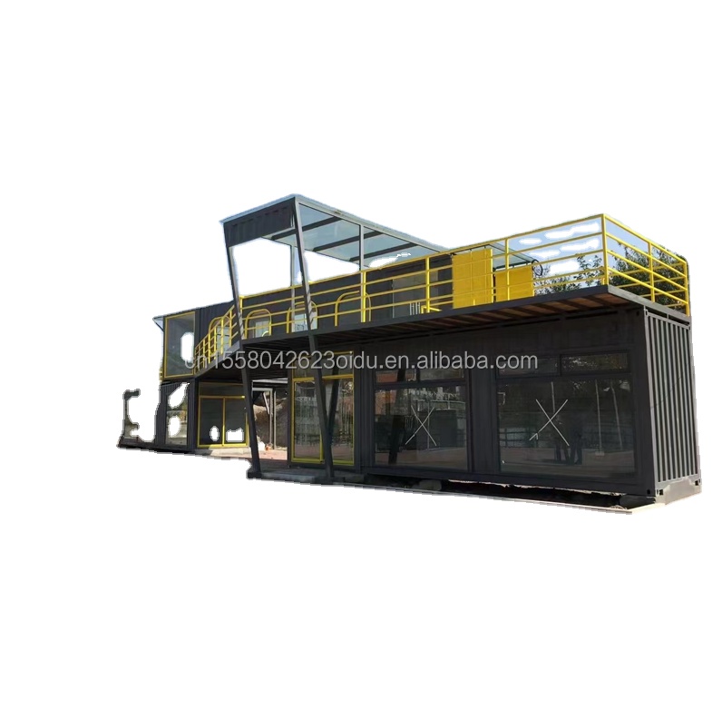 Outdoor Restaurant Cafe Bar Container House 40FT Modern Design with Galvanized Steel Square Tubes