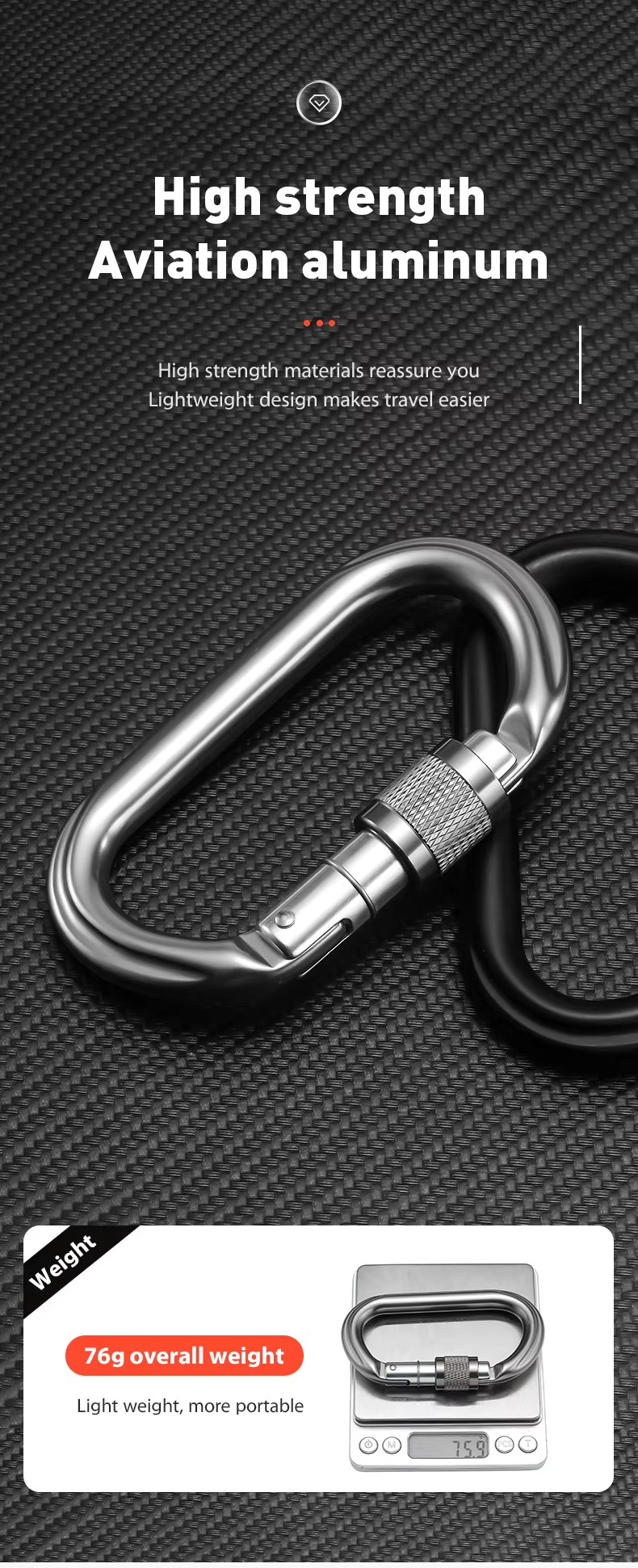 25KN Snap Hook Locking Aluminum Carabiner Clip Perfect for Safety and Security