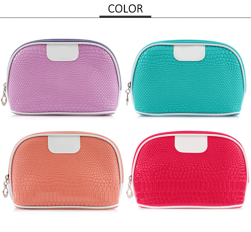 Portable Travel Shell Shape Cosmetic PU Makeup Bag