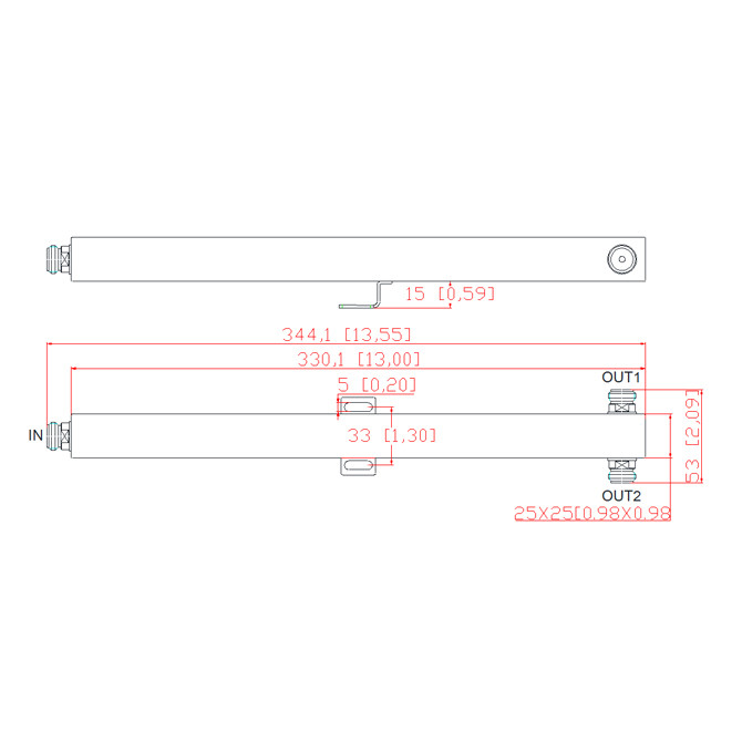 130-180MHz NF 2 Way 3dB Coupler / Splitter Good Flatness