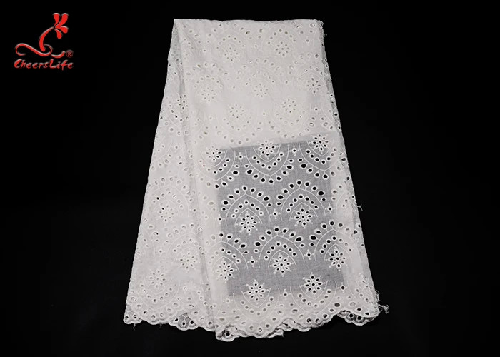 120Cm White Cotton Eyelet Chicken Voile Embroidery Lace Eyelet Fabrics