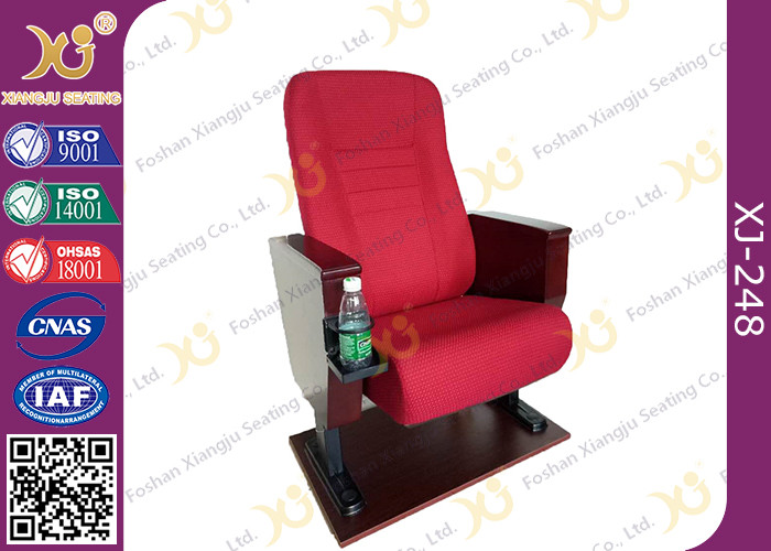 Back Rest Table Auditorium Theater Seating With Folding Cup Holder On Legs