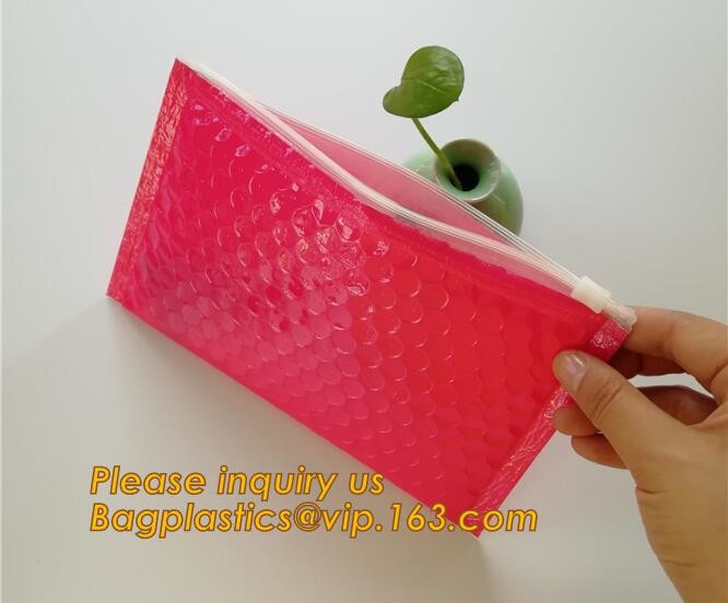 Holographic Factory Shiny gold Cosmetic bag Zipper Bubble Bag zip-lock Slider Padded Mailer metallic bubble zipper bagea