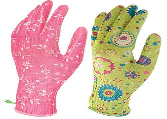 Lightweight Garden Work Gloves Elastic Knit Cuff 13 G Nylon Liner Material