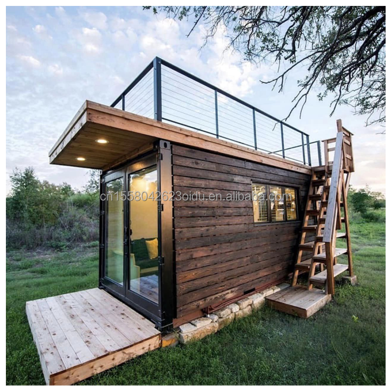 50/75/100mm Wave Sandwich Panel Tiny Wooden Prefab House Container Living Two Story Container Buildings Cabins Wooden Villa