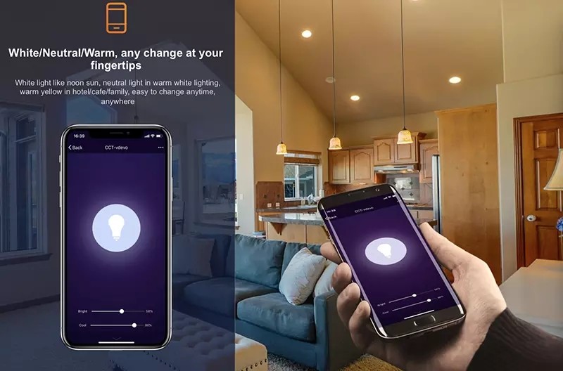 Home Stepless Dimmable Voice Wifi Smart Light Bulb 80ra