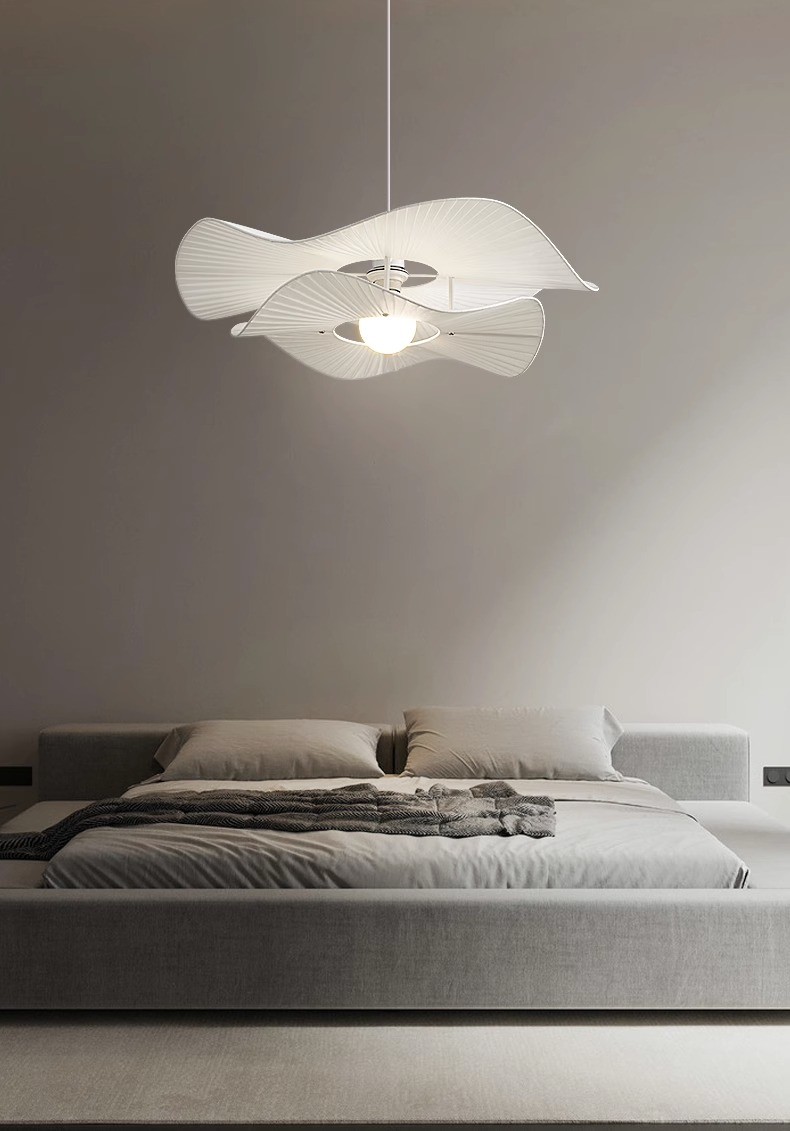 Nordic Cream Style Fabric Led Pendant Lights For Living Room Bedroom Bar Flower Pendant Lamp(WH-AP-590)
